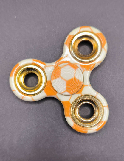 Fidget Sinner mit Kugellager  Muster Fußball Orange