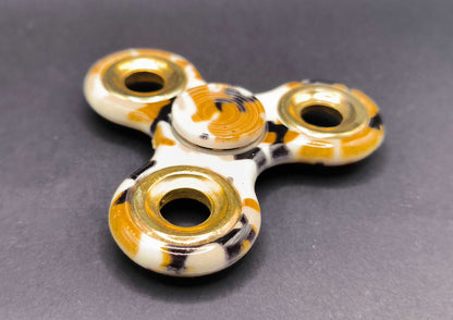 Fidget Spinner Camoutflage orange mit Kugellager und Ringe Gold