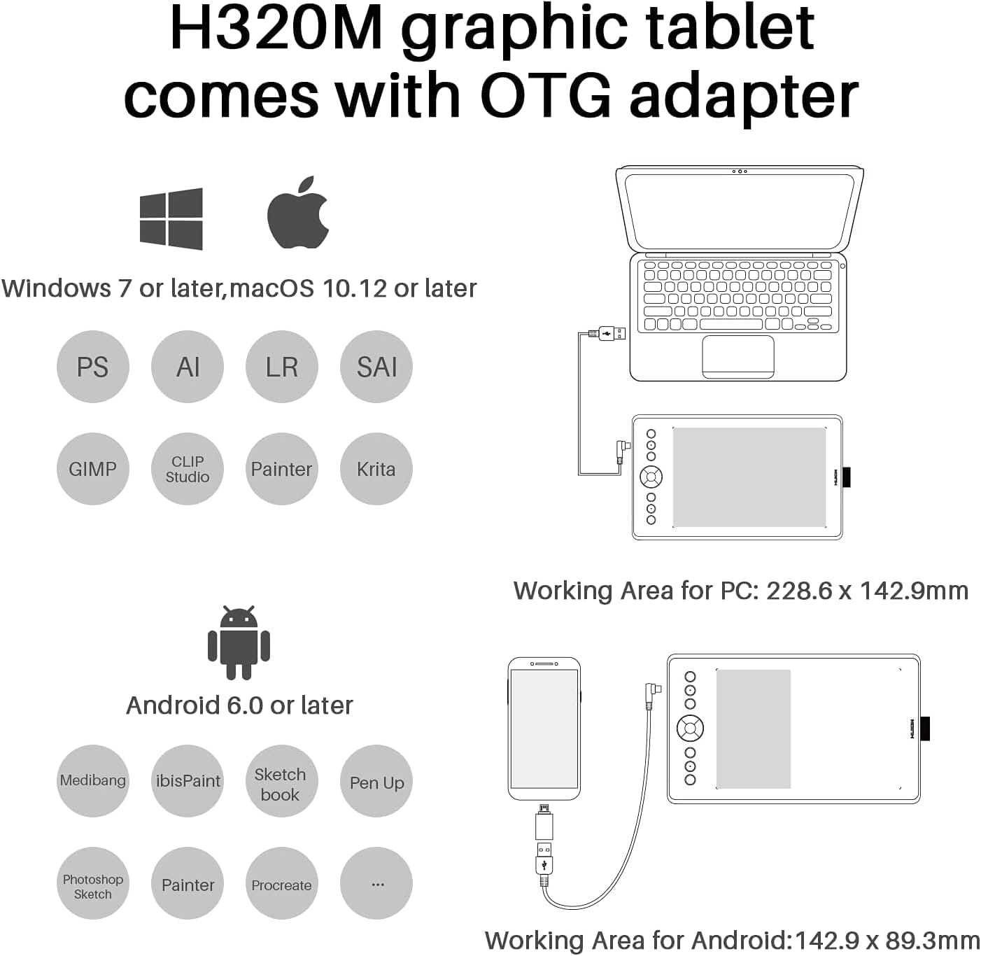 HUION Inspiroy Ink H320M Rot GrafikTablet Huion 