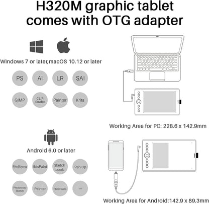 HUION Inspiroy Ink H320M Rot GrafikTablet Huion 