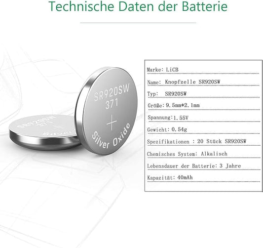 LiCB 20 Stück SR920SW Batterien LiCB 