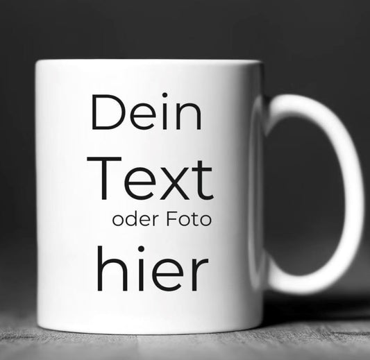 Personalisierte Tasse mit Wunschtext / Bild Retouren-Rebell 