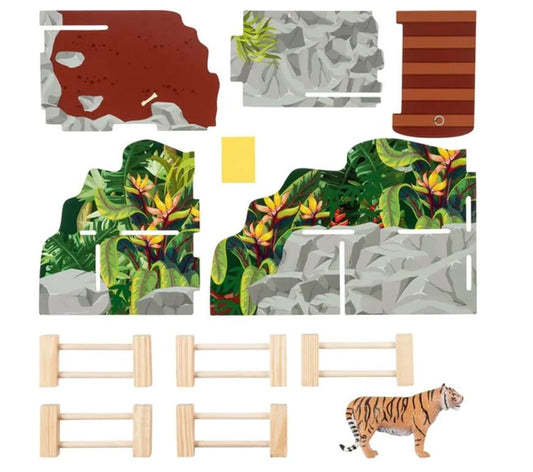 Playtive Spieltiere Set, Tigergehege, aus Holz, Kinderspielzeug Holzspielzeug Playtive 