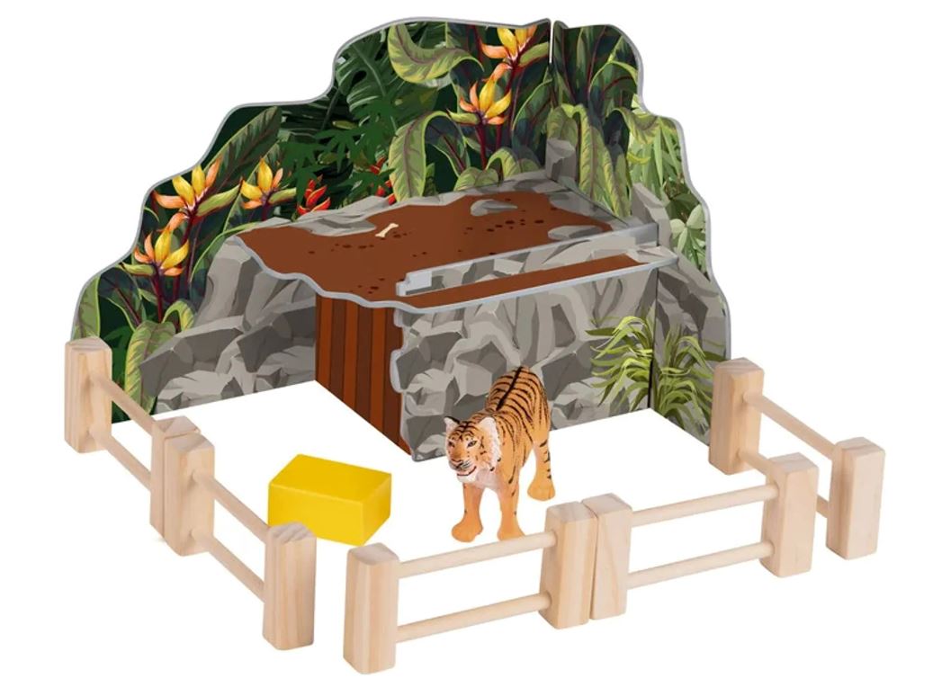 Playtive Spieltiere Set, Tigergehege, aus Holz, Kinderspielzeug Holzspielzeug Playtive 