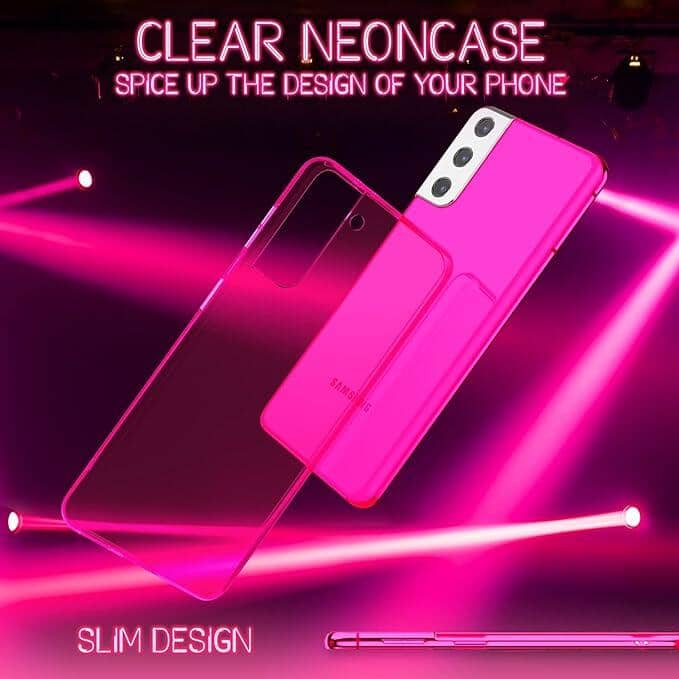 NALIA Klare Neon Silikonhülle kompatibel mit Samsung Galaxy S21 Plus Hülle, Durchsichtig Bunt Leuchtend Anti-Gelb Vergilbungsfrei Dünne Robuste Schutzhülle Silikon Handyhülle Cover Case, Farbe:Pink - Retouren-Rebell