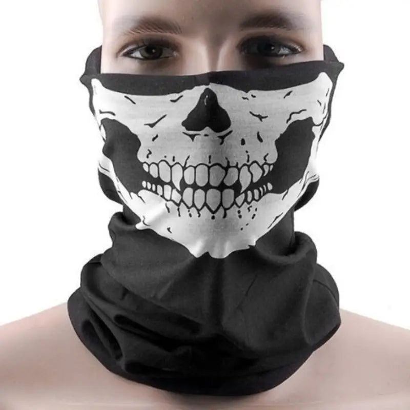 Totenkopf Maske, Sturmmaske, Skull Skelett Maske für Motorrad Fahrrad Ski Halloween, Schwarz - Retouren-Rebell